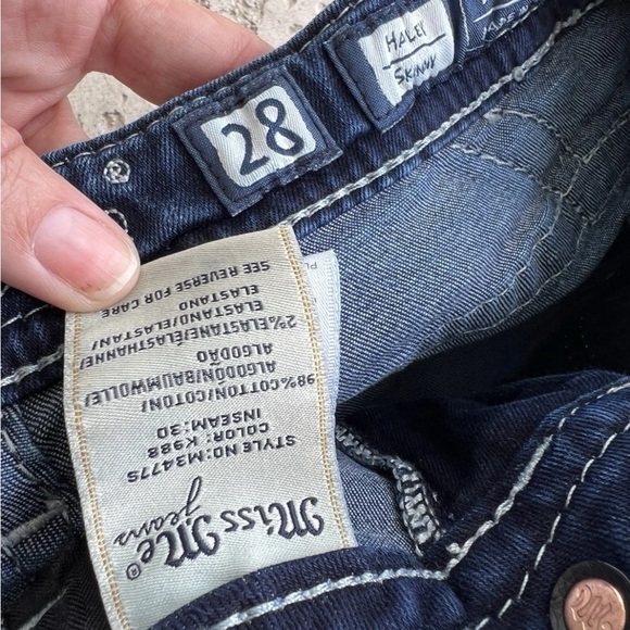 Miss Me Jeans size 28 Skinny Embellished Rhinestone Sequin Pockets Western Blue - Picture 7 of 7